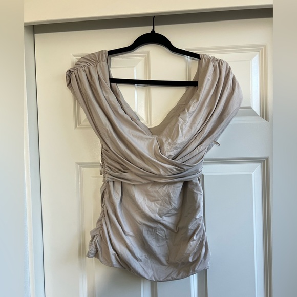 Off-The-Shoulder Ruched Wrap Top - Picture 5 of 7
